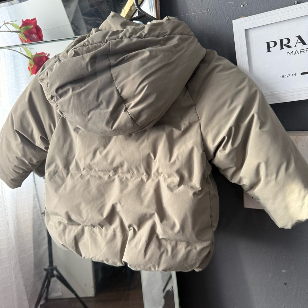 Zara Olive Green Puffer Coat - Picture 4 of 4